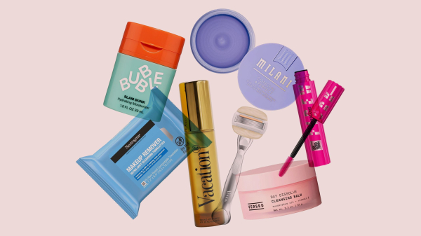 CVS sale products on a light pink background