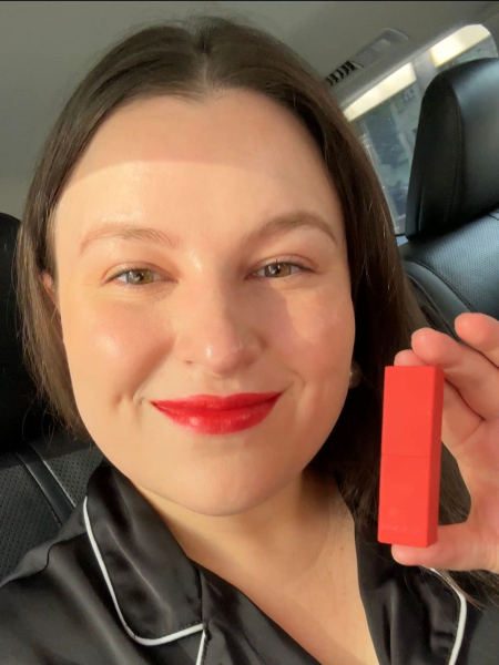 Image may contain Head Person Face Adult Body Part Neck Selfie Cosmetics and Lipstick